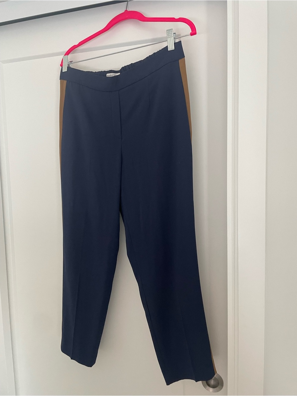 Babaton Navy Pants with Brown Side Panels